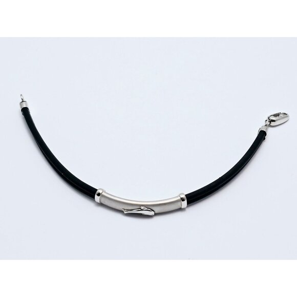 Unique 14K Solid White Gold Matte & Polished Finish Rubber Bracelet - 8" Length - Picture 10 of 16